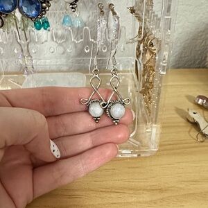 925 Silver Rainbow Moonstone Elegant Silver Drop Earrings